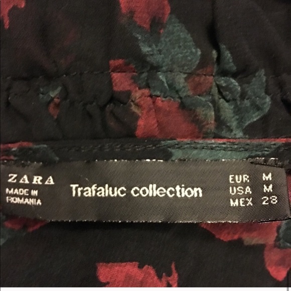 Zara rose print sheer ruffle hem dress. Size M - Picture 5 of 9